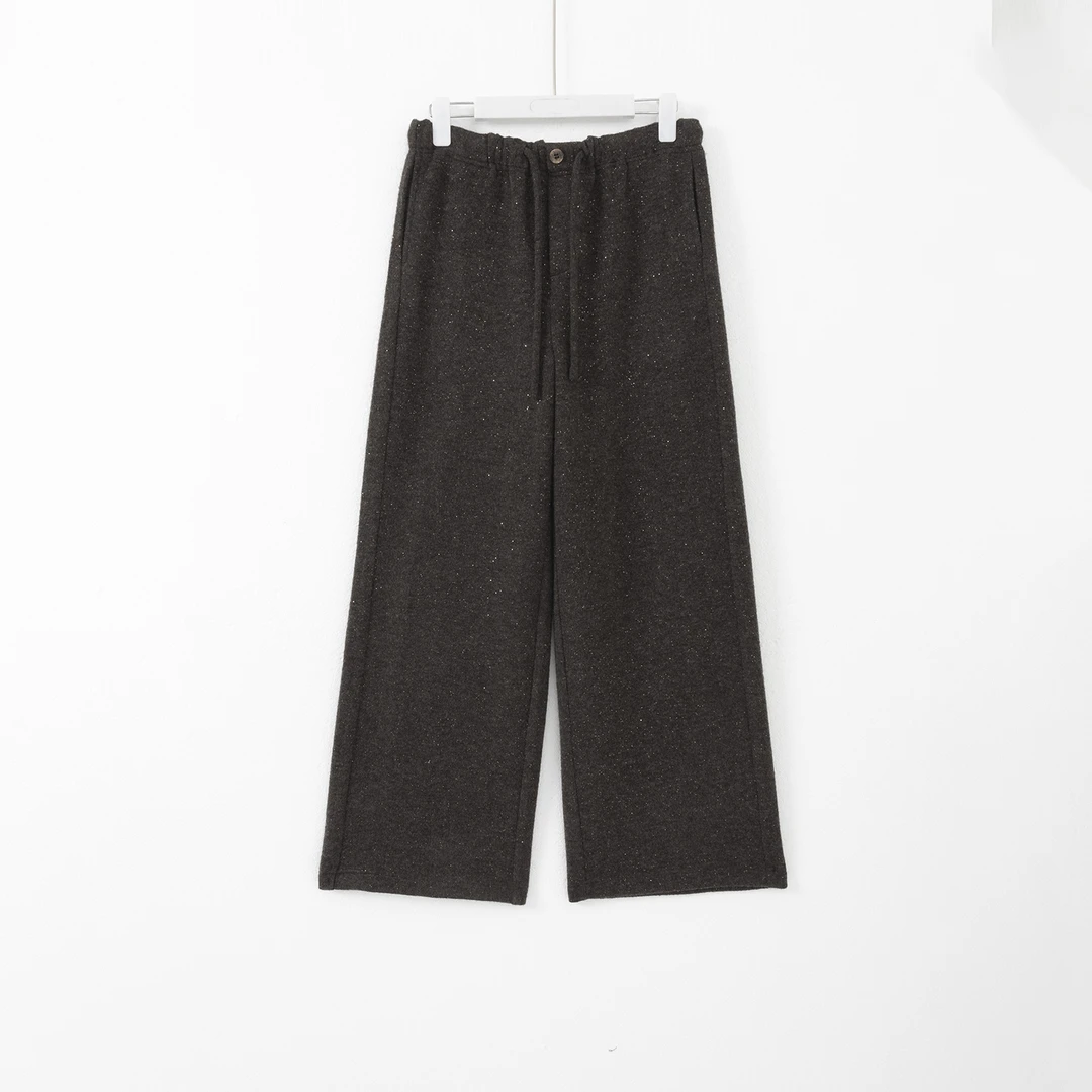 几里与麻 松紧腰抽绳宽松亮片立裁显瘦休闲裤 裤长102 2090981