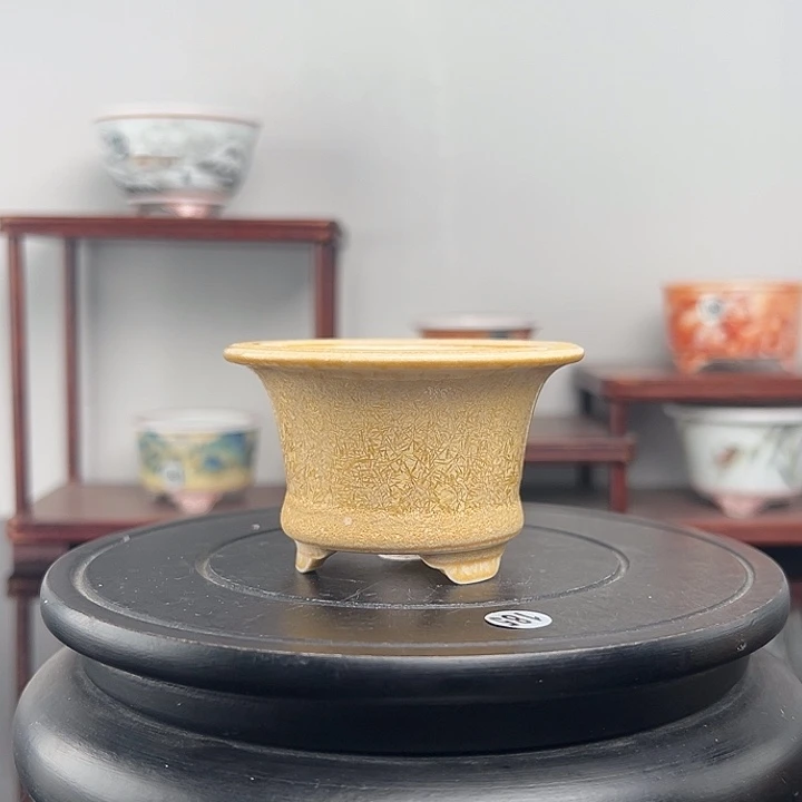 景德镇黄色结晶釉面豆盆