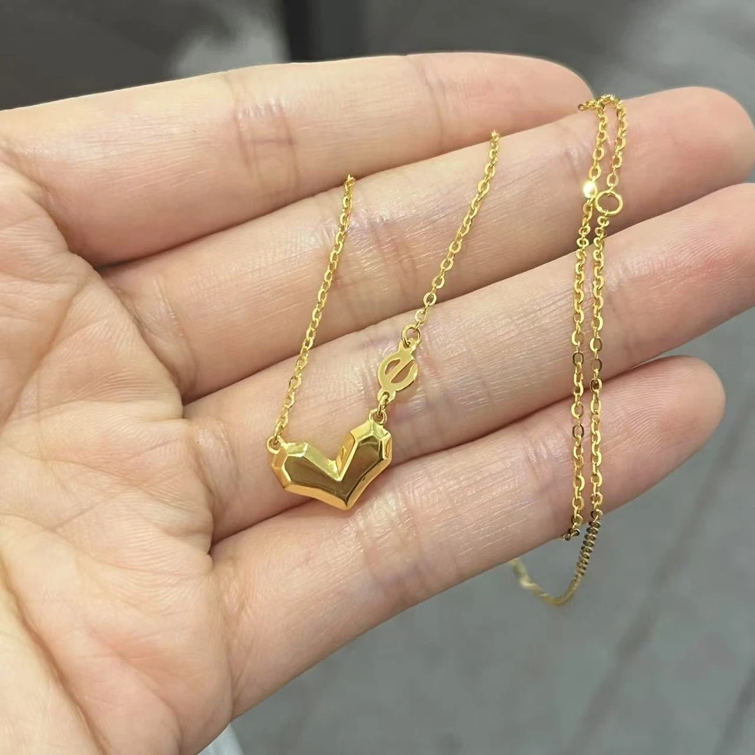 77福利-一心一意爱心套链 足金999