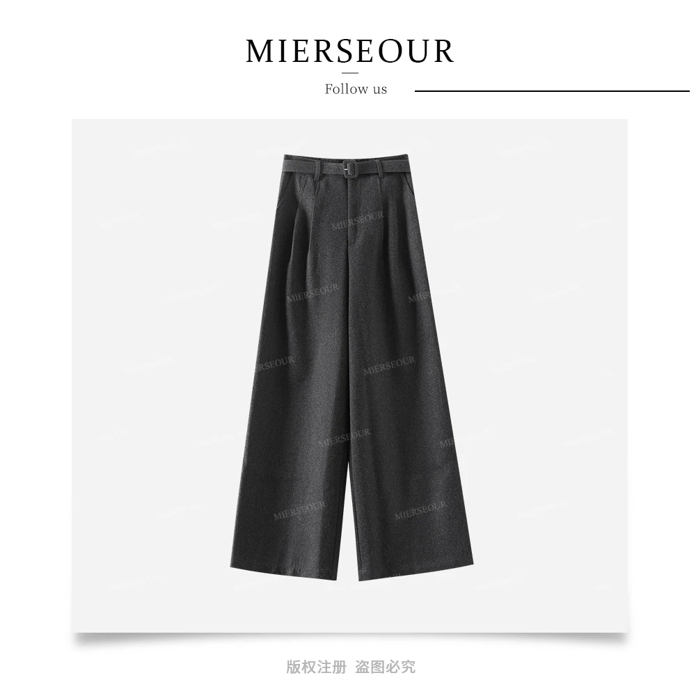 【素月风轻】简约净色休闲风高腰直筒裤10193