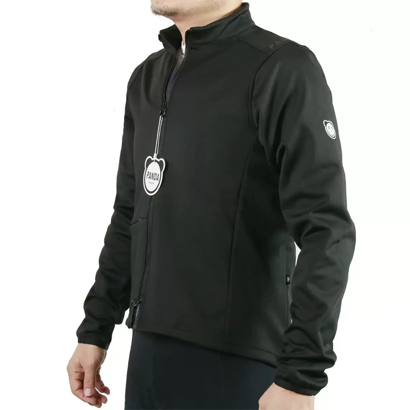 熊猫秋冬抓绒保暖骑行户外夹克男女长袖双拉链骑行服