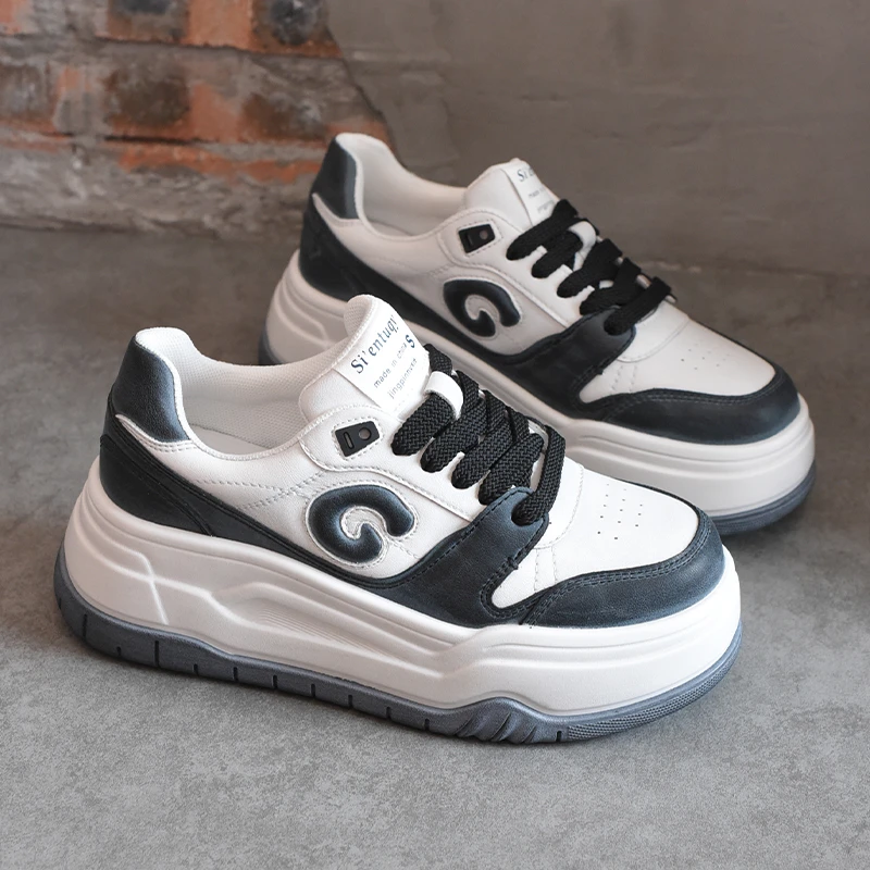 欧洲站女鞋小个子增高厚底小白鞋女2025秋季新款休闲松糕运动板鞋