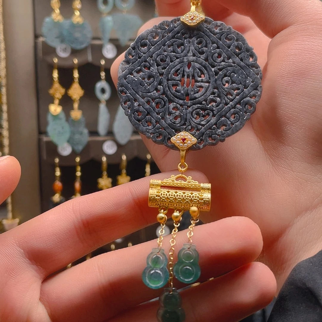 翡翠耳饰合金翡翠