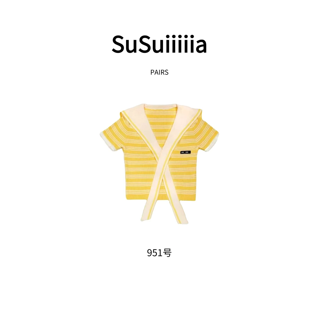 孤3【甜心少女1.0】2025夏季新款学院风海军领撞色针织衫951号