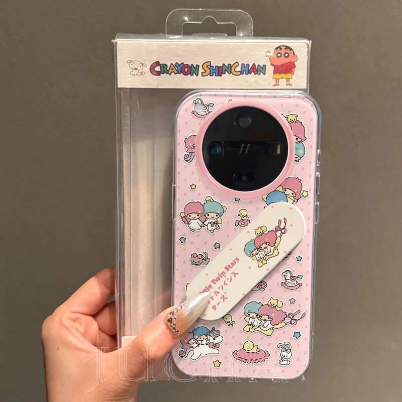 粉色双子星适用苹果16plus手机壳小众华为nova14简约vivos30全包