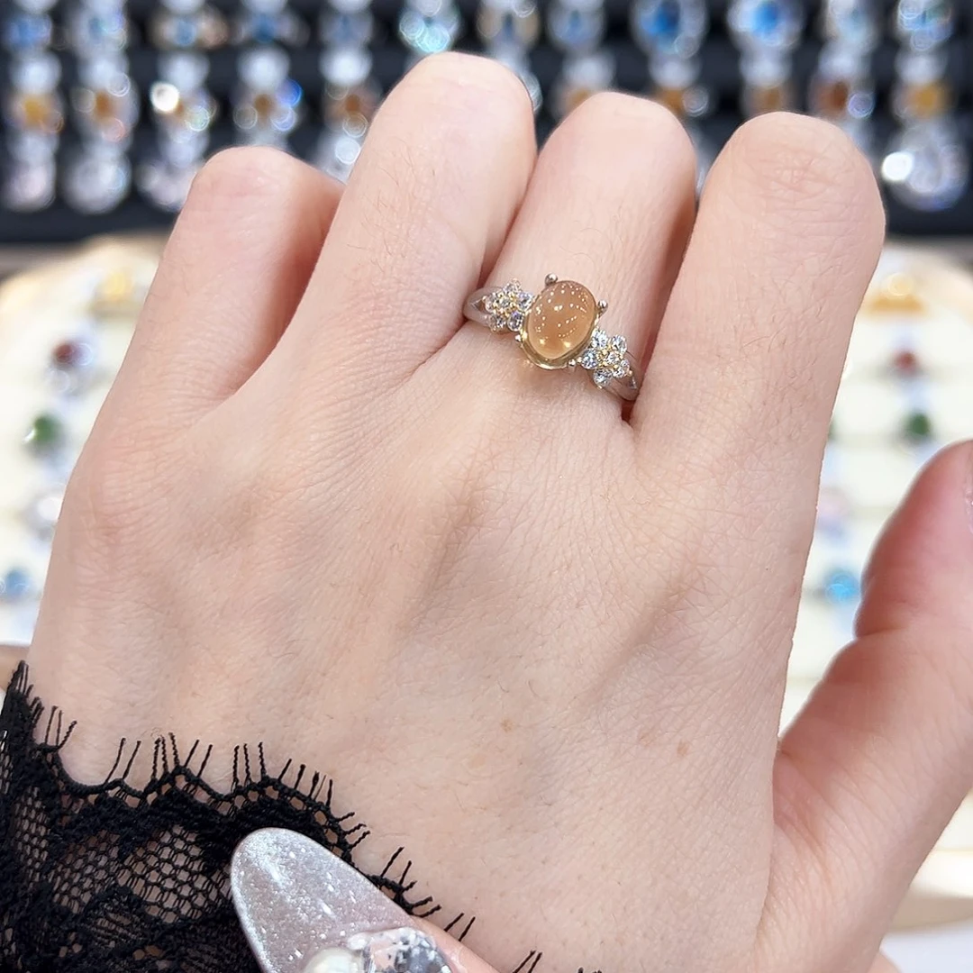 水晶金色拖不保色介意慎拍银托不掉色银S925镶嵌J****e