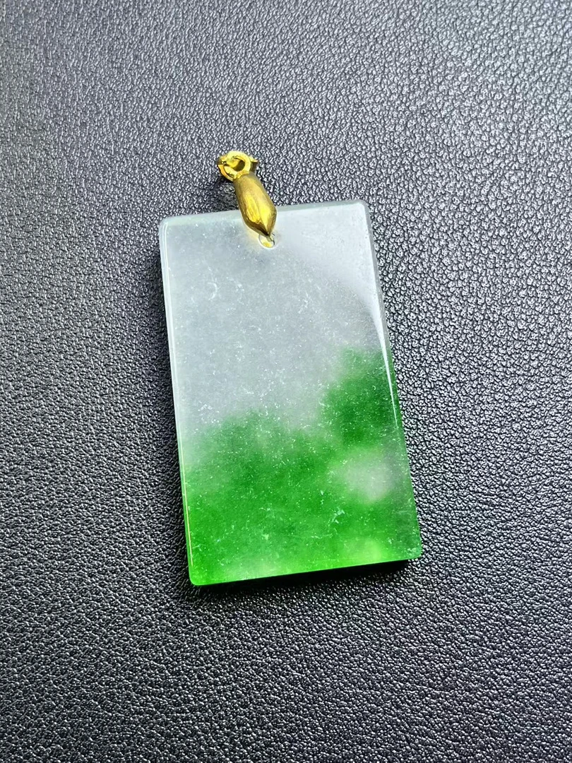 如意工厂甄选--高品质冰绿飘花方形无事牌吊坠-WSP03多样性发货