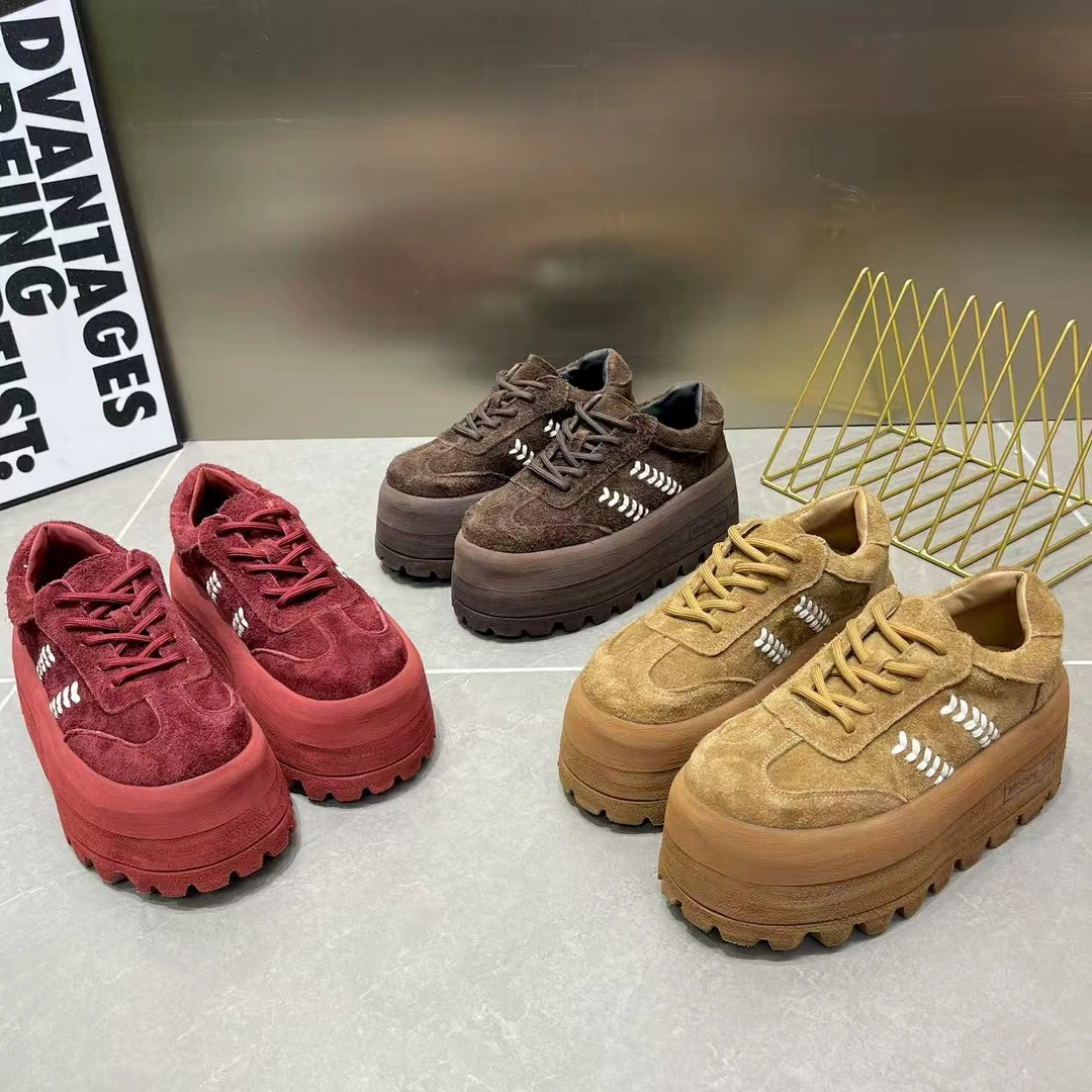 欧洲站时尚系带厚底松糕老爹鞋运动鞋休闲鞋显脚小板鞋美拉德女鞋