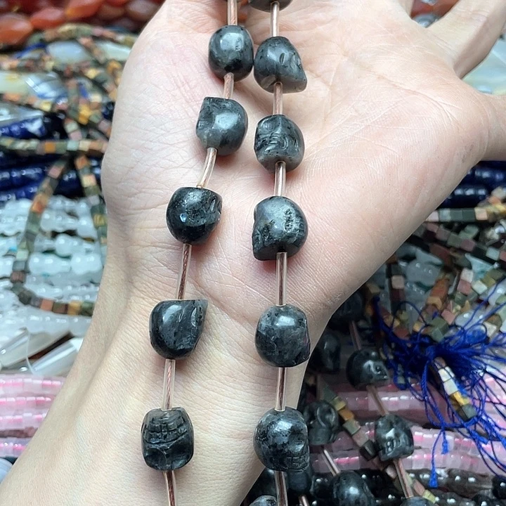 玛瑙/玉髓合金珠宝半成品一条13mm黑闪光