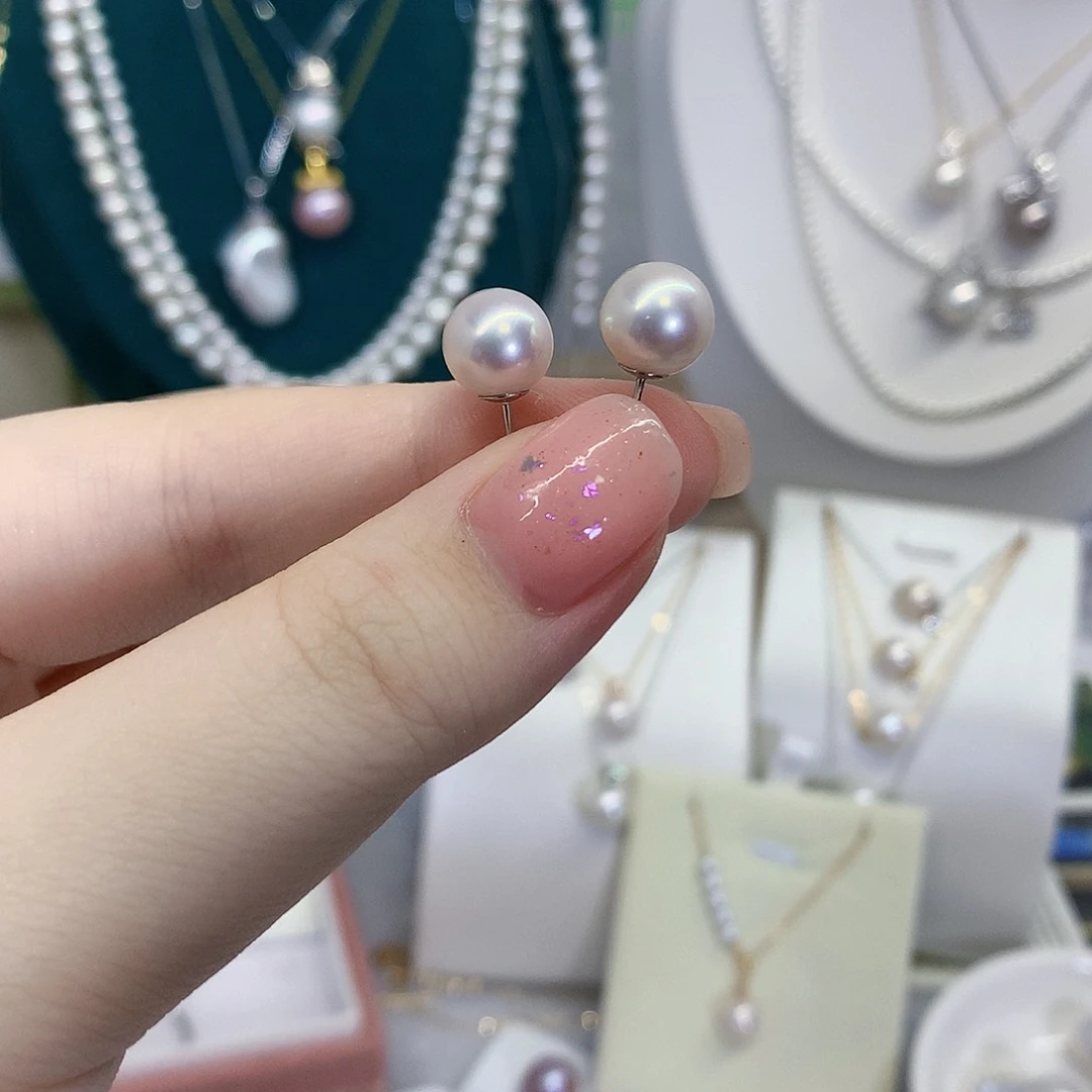 银S925镶嵌淡水珍珠耳饰