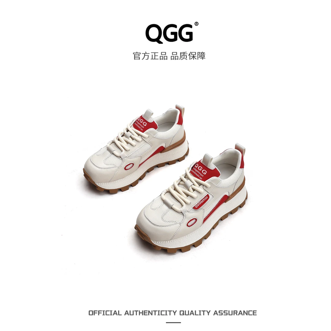 【QGG】厚底松糕软底小白鞋女2025年春秋新款学生跑步休闲百搭Q1219