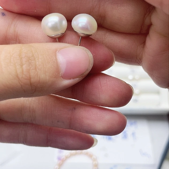 淡水珍珠耳饰银S925镶嵌小*妹