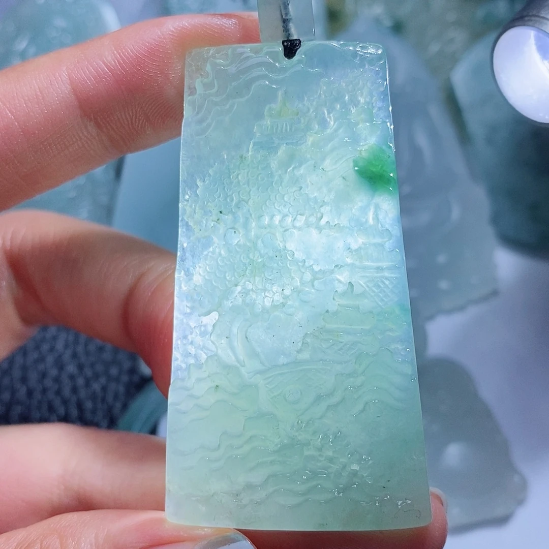 定制翡翠未镶嵌毛货付款后确认抛光