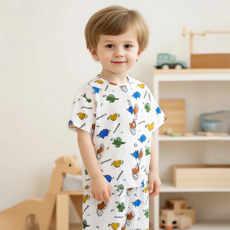 【维爱豆】初秋棉纱家居服竹棉服装轻奢休闲潮酷痞帅男童女童童装