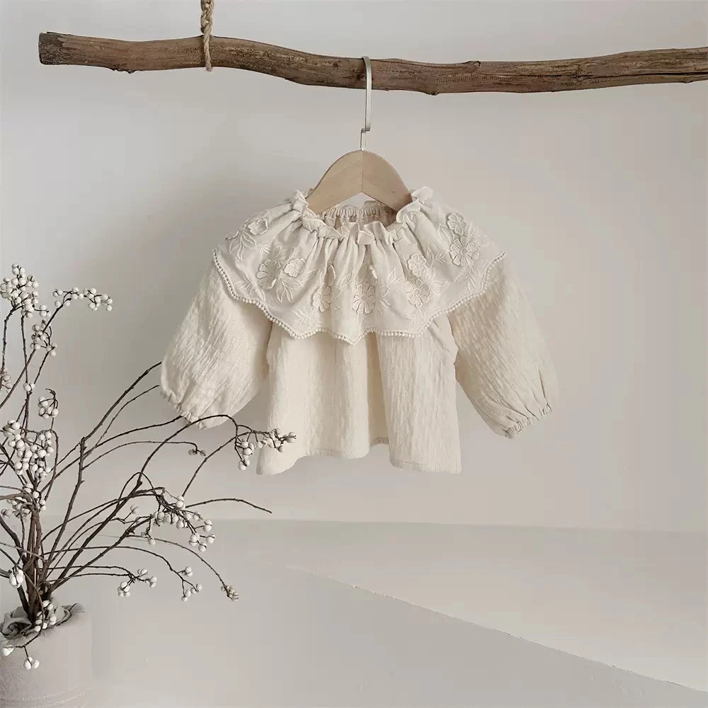 2025新款女童春秋立体花边领上衣