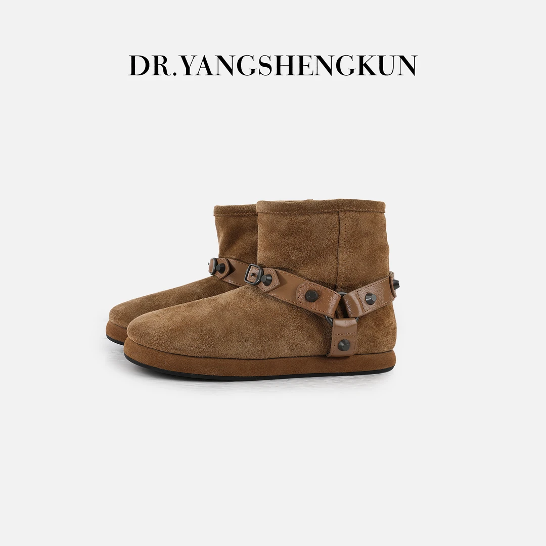 杨圣坤2025冬季新品皮带扣加绒加厚保暖皮毛一体雪地靴B2510219