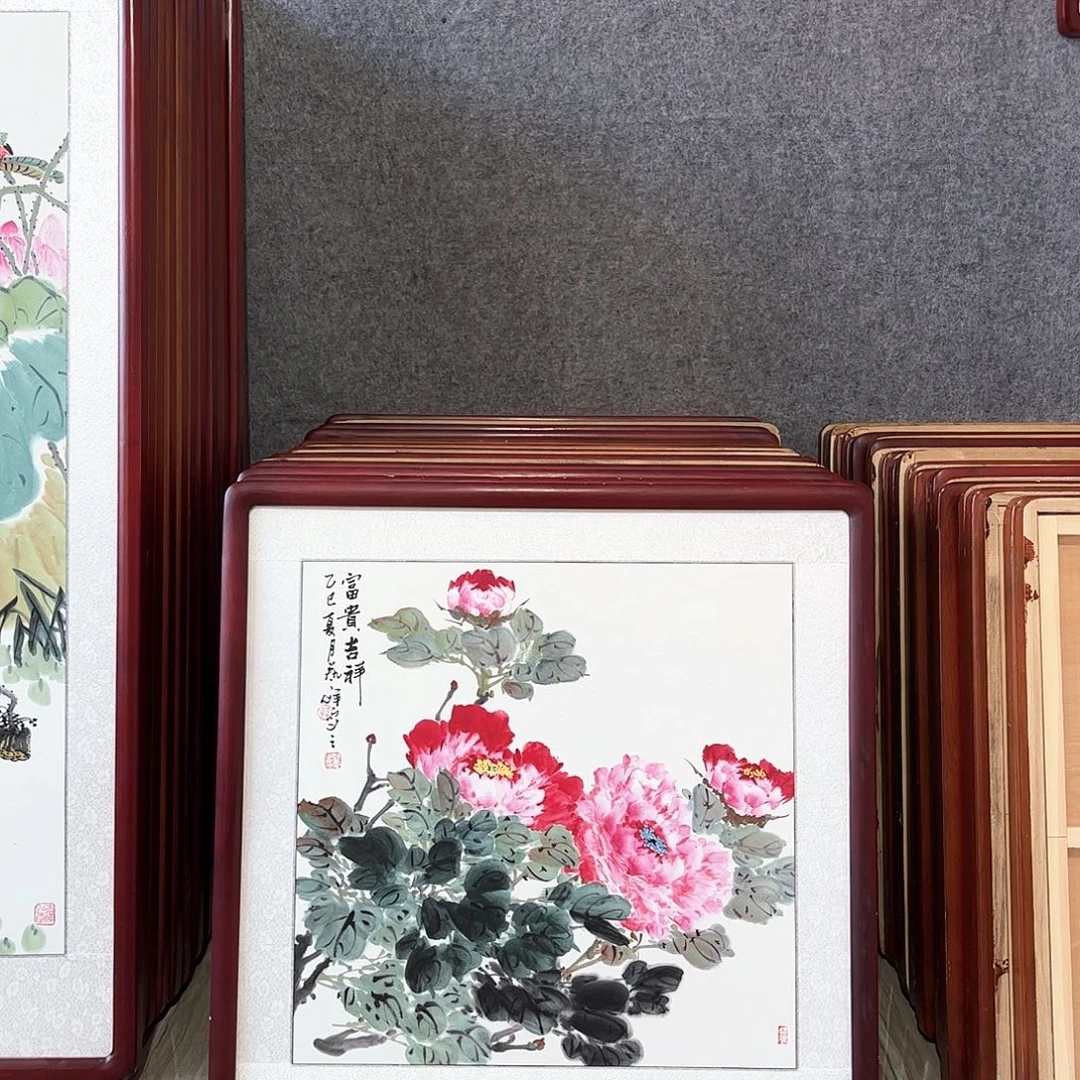 国画书画作品带框63，×63