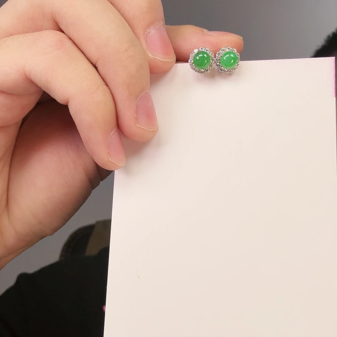 翡翠颈饰银S925镶嵌一对