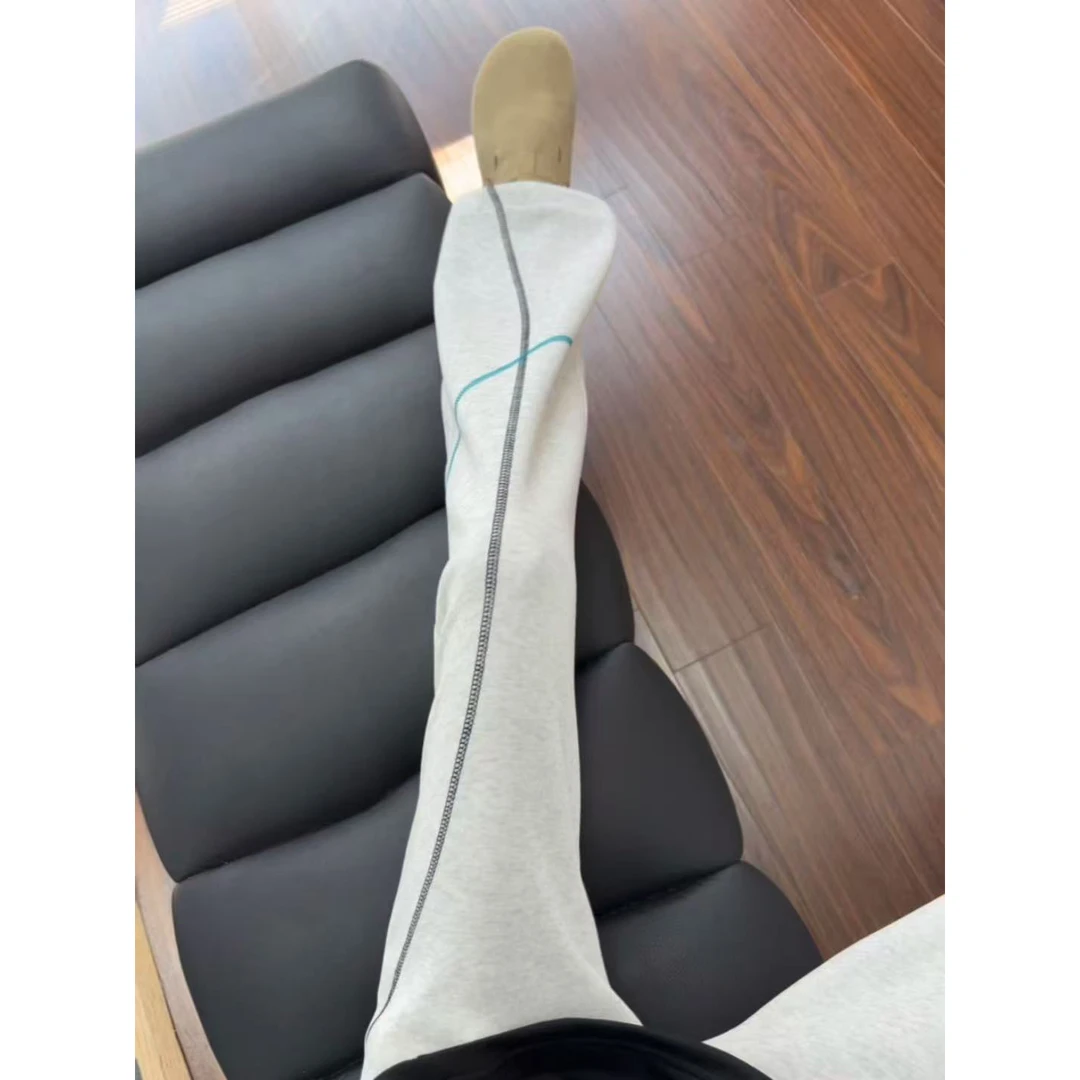 美式斜切明线弯刀卫裤男女秋季直筒垂感舒适休闲裤宽松运动阔腿裤