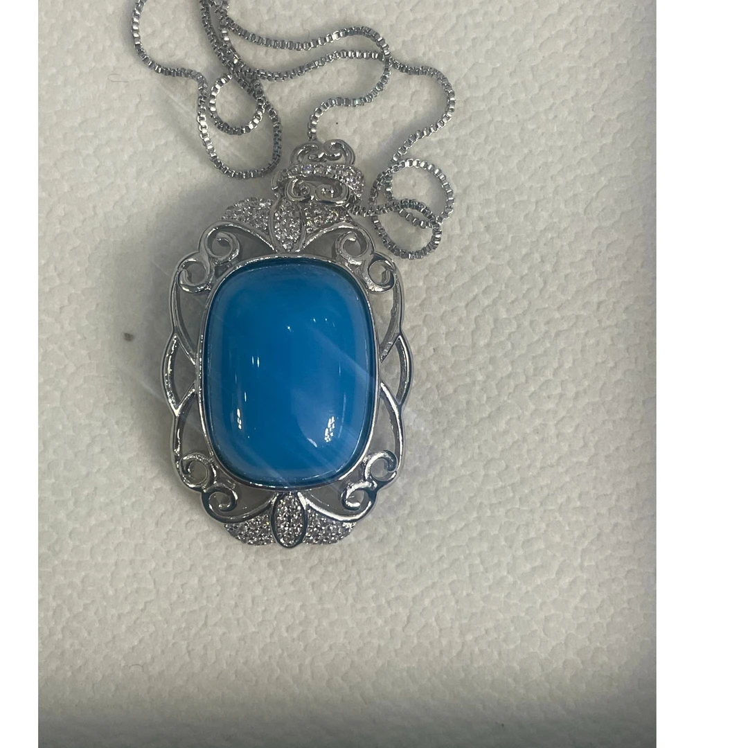 非金属珐琅吊坠 蓝色松松吊坠