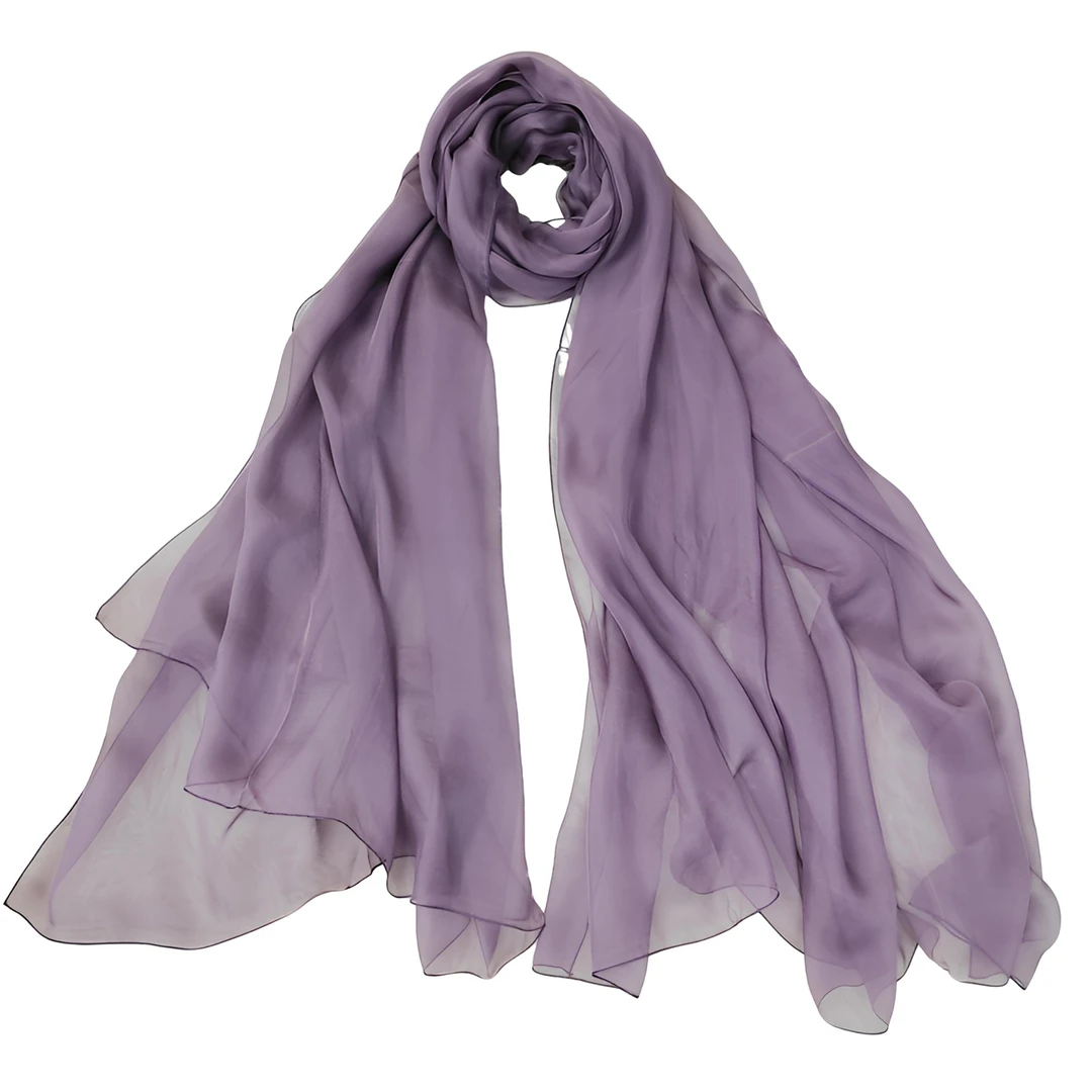 【雾霾紫】储秀100桑蚕丝夏季薄款纱巾女防晒披肩175*108cm