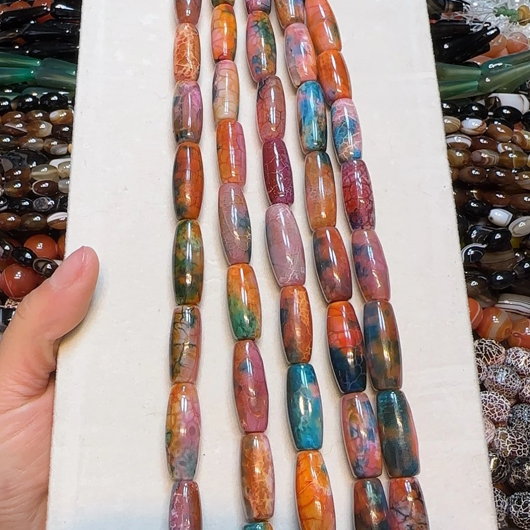 玛瑙/玉髓合金珠宝半成品敦煌天珠大孔玛瑙一条