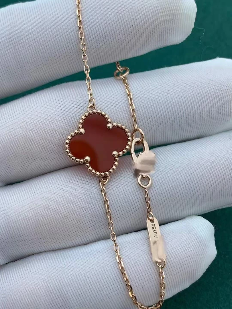 18k金 中号 单花四叶草手链