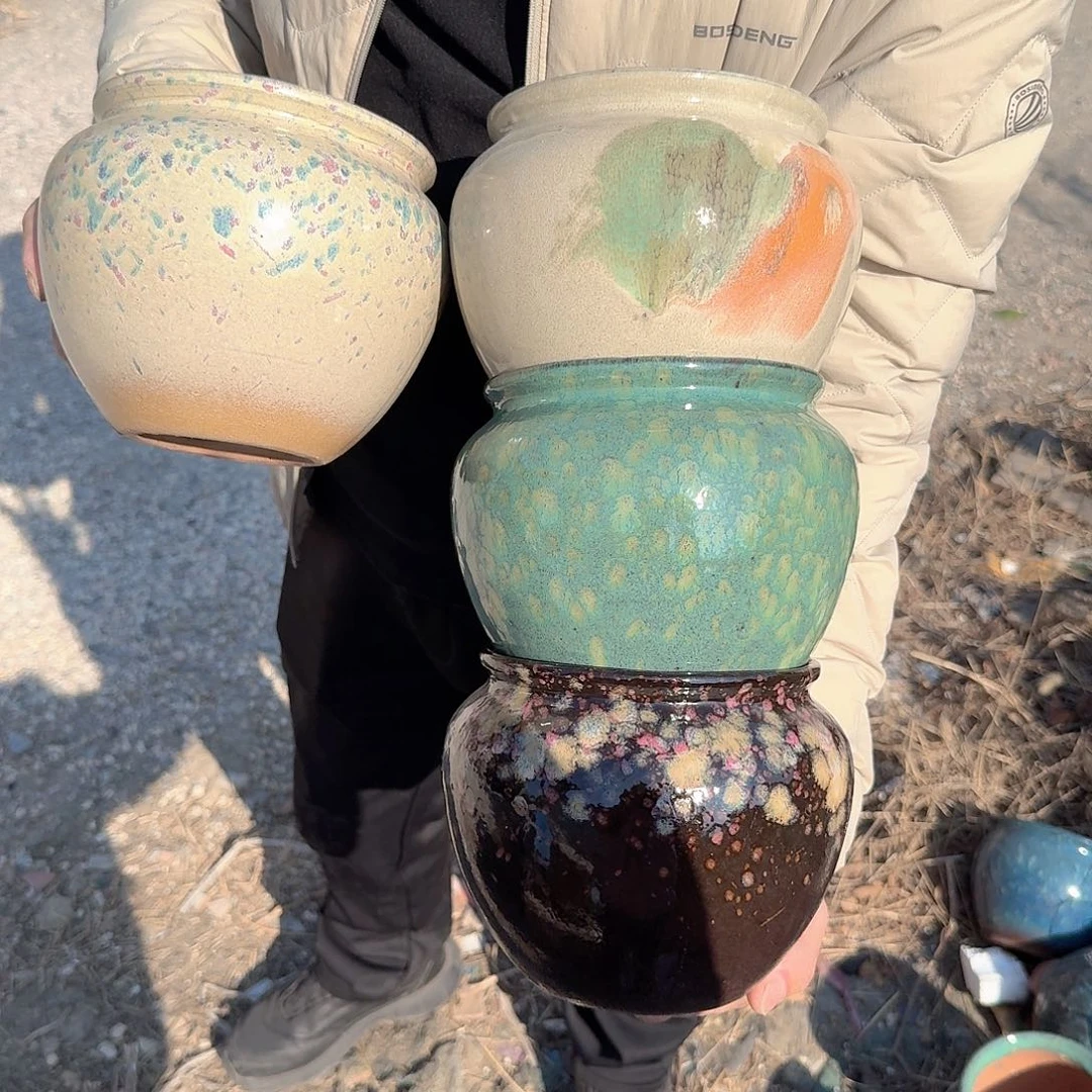 紫砂花盆口15高15（四个苹果