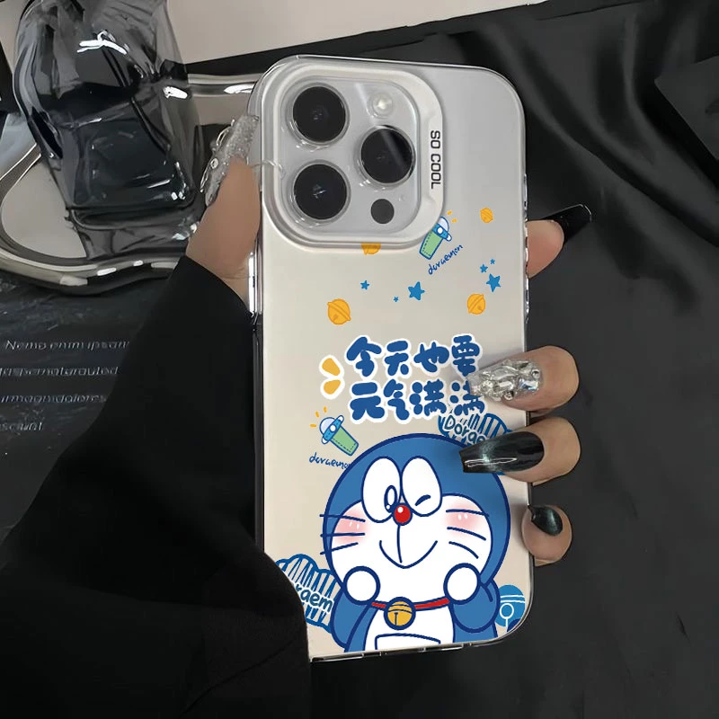 【彩银】可爱蓝胖子适用于苹果16promax华为vivo小米oppo防摔手机壳