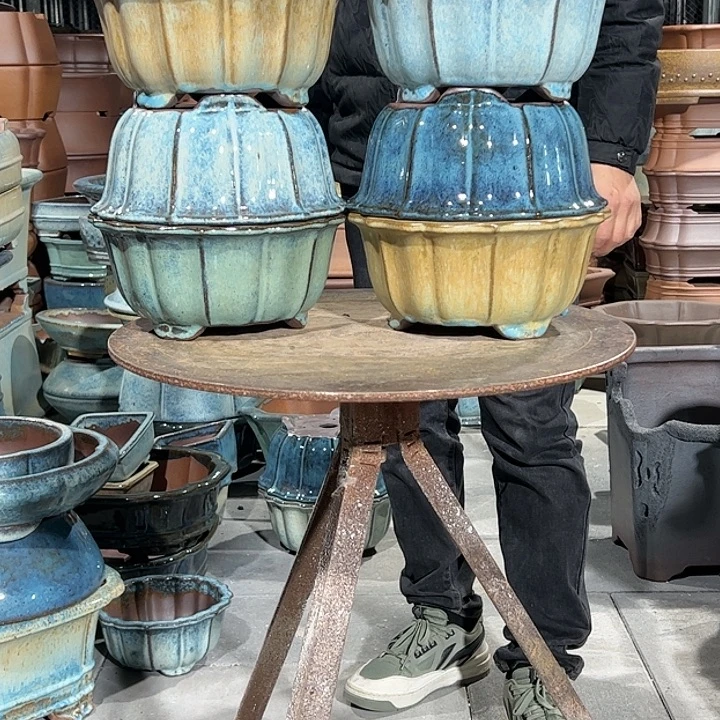 觉***生紫砂花盆高温釉23公分6只