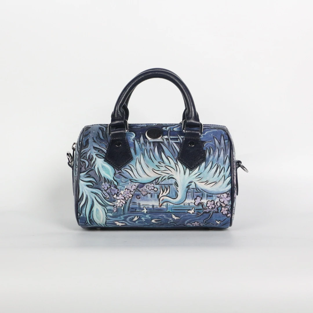 匠人乔【皮雕波士顿】非遗民族风中式通勤气质大容量高级感斜挎包