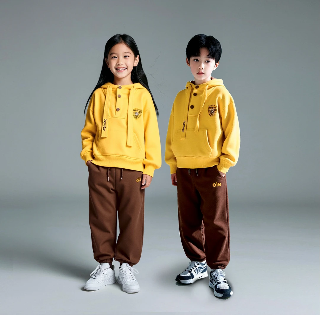 儿童秋款长袖卫衣2025男童女童时尚休闲童装套头连帽上衣D3T5-970