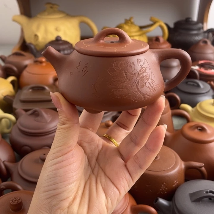 紫砂茶壶150cc红泥半手微瑕（晃盖流口水）