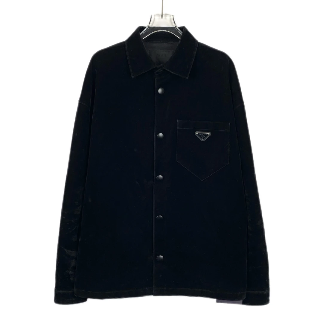 全新未使用 Prada/普拉达 CM0105 24 黑色三角标长袖夹克外套 L码