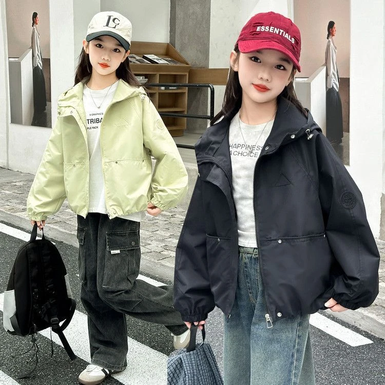 女童冲锋衣春秋款新款洋气童装女孩外套防风户外儿童秋装衣服
