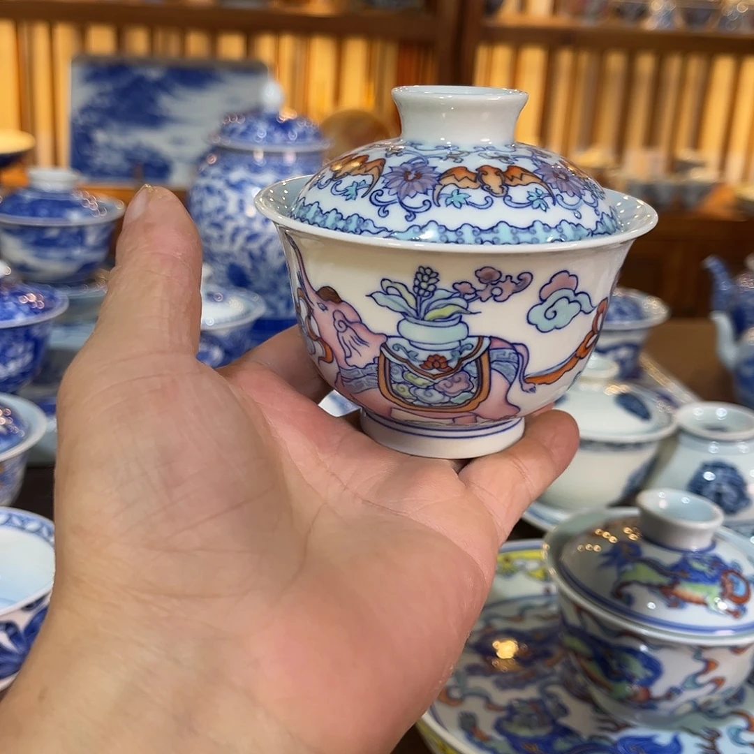 錡镇堂手工手绘盖碗
