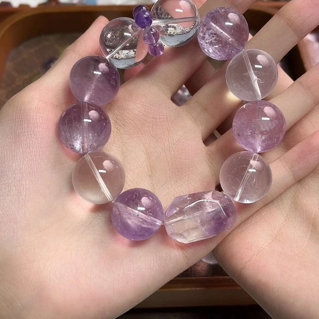 吃***子紫晶手链未镶嵌紫水晶设计款