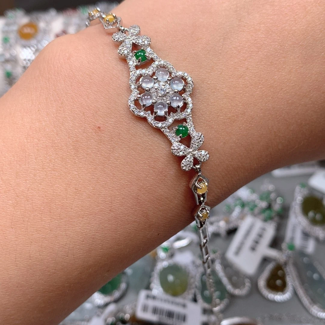 翡翠银S925镶嵌吊坠(不含链)手链