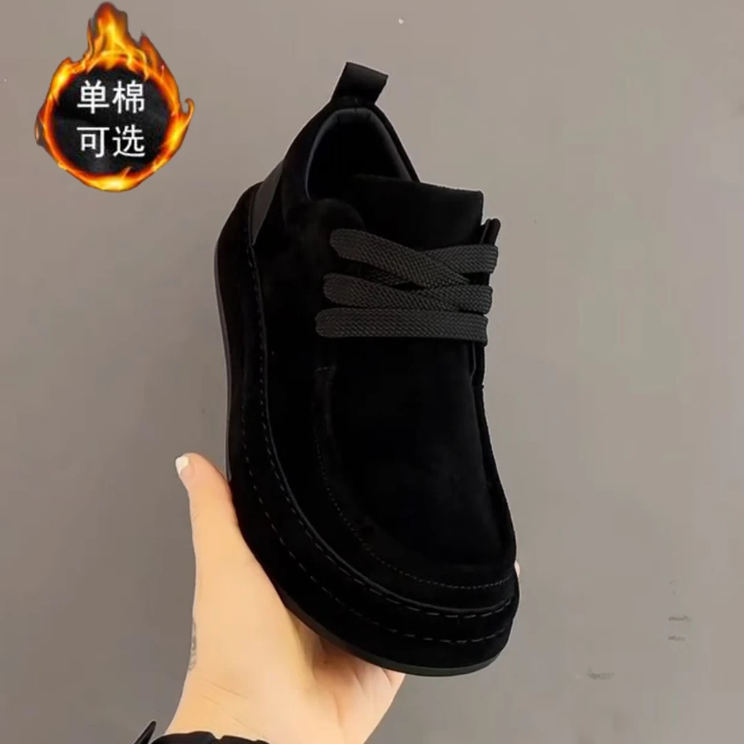 【有单有棉】休闲鞋系带百搭秋冬加绒时尚时尚男款单鞋运动舒适潮鞋