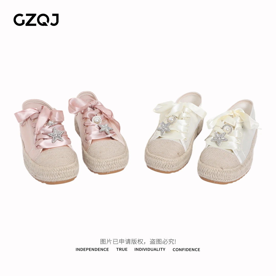 老琴私服  休闲百搭复古厚底民族风编织绸缎平底帆布鞋   5222