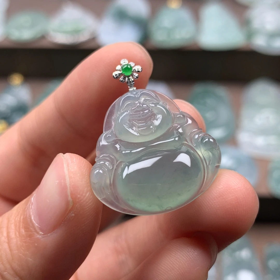 颈饰18K金镶嵌翡翠天然翡翠