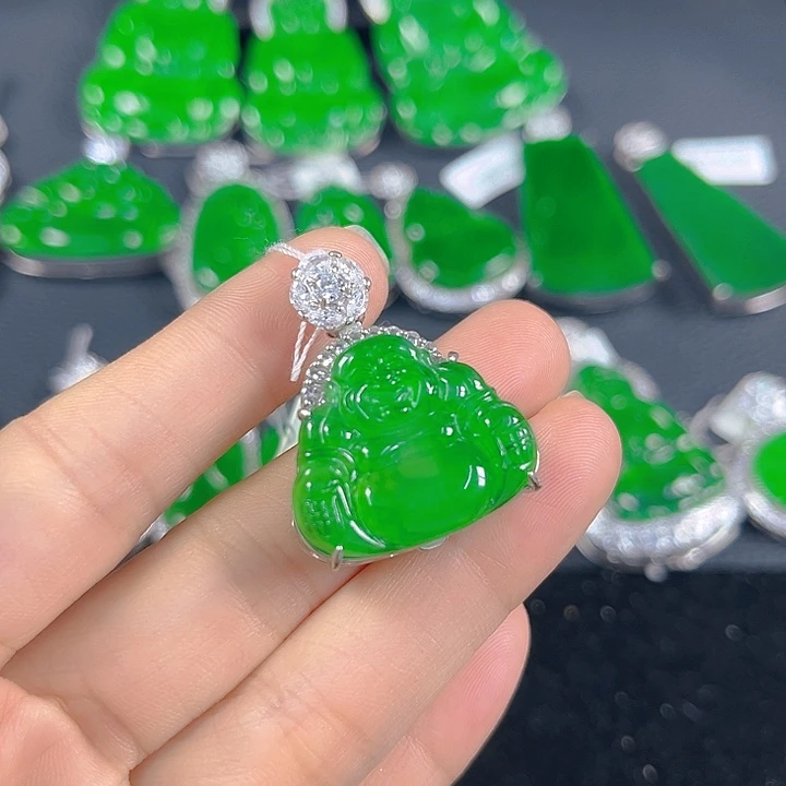 翡翠银S925镶嵌吊坠(不含链)