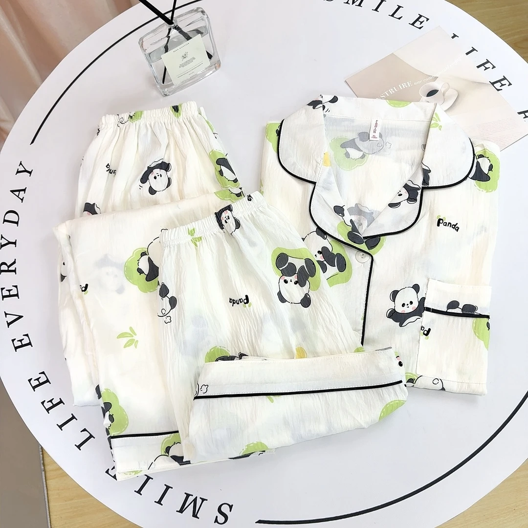 三件套/云朵棉2025年新款短袖睡衣女夏季可爱少女卡通宽松家居服