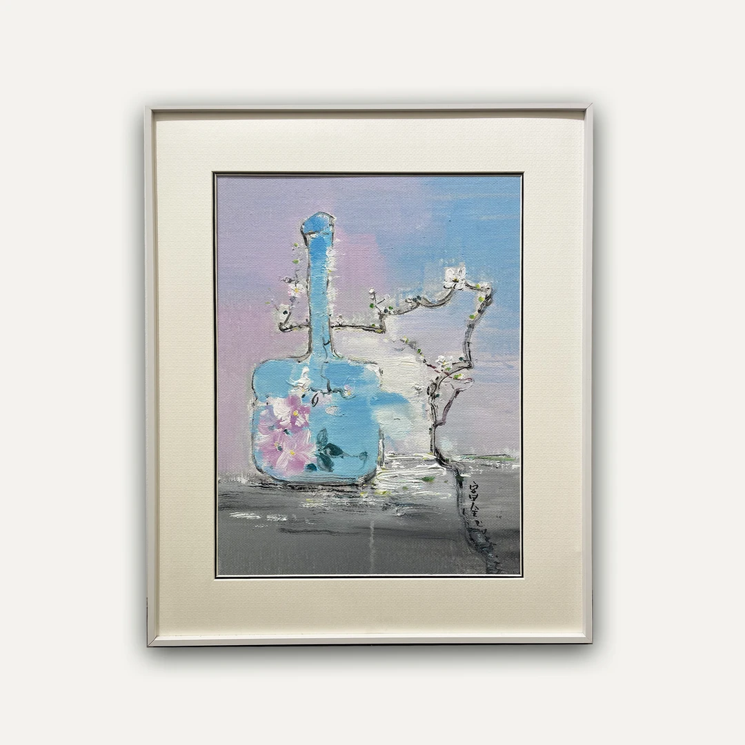 【青花瓷】40*50 原创 油画 花卉装饰画客厅玄关走廊过道背景墙挂画