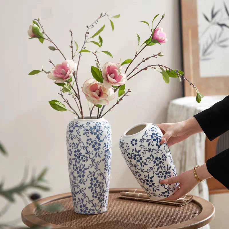 景德镇中式青花瓷艺术台面花瓶-典雅复古装饰摆件完美艺境