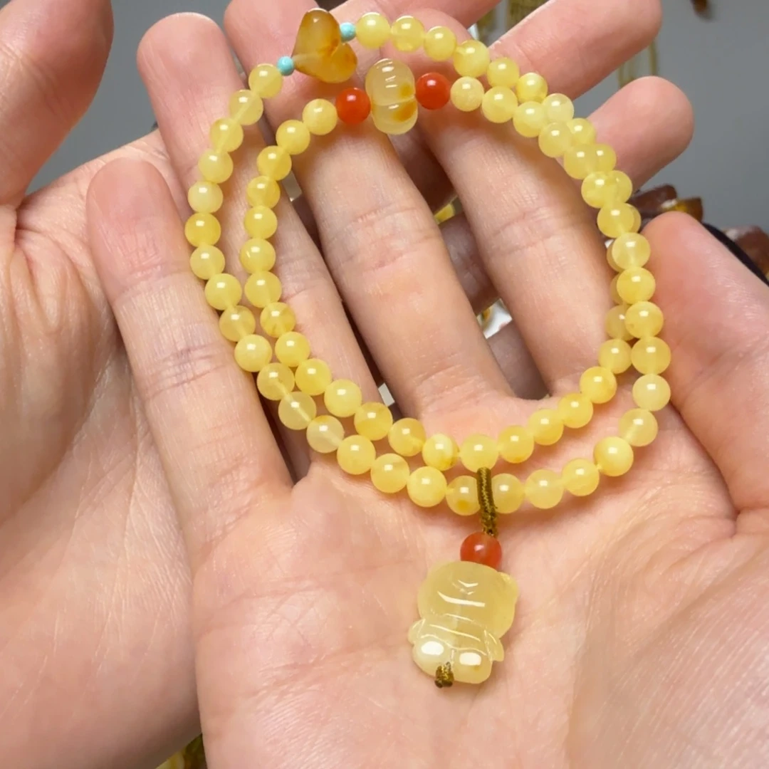 琥珀未镶嵌手链琥珀蜜蜡手链5mm+