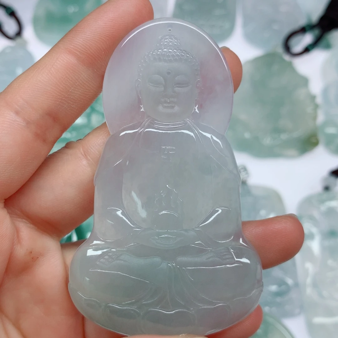 翡翠未镶嵌挂件大日如来