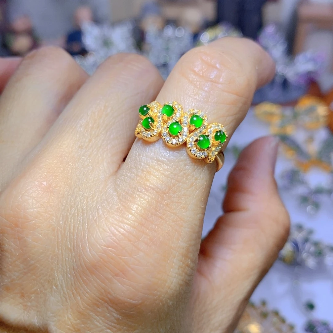 翡翠耳钉银S925镶嵌天然翡翠