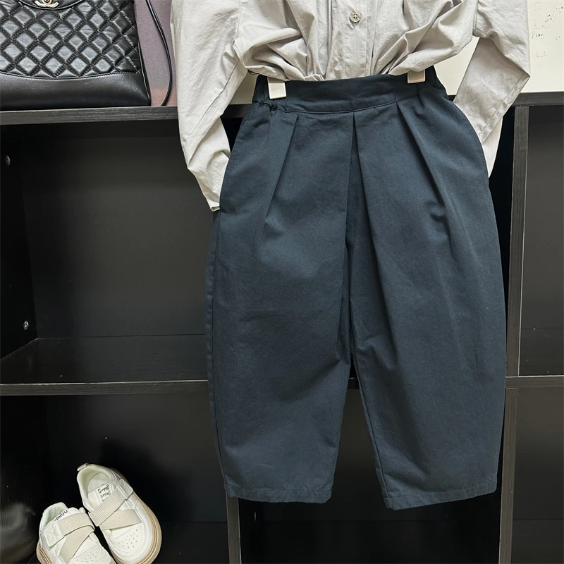 现货【慕尼】女童休闲裤春秋款女直筒时髦休闲裤儿童纯棉宽松长裤子