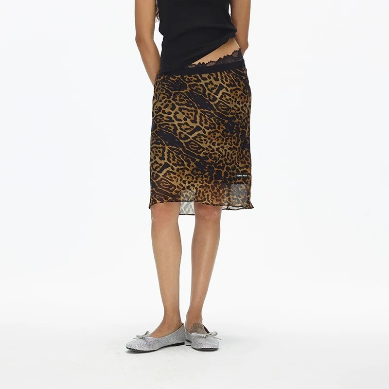 【茉舍】ECHOADE 时髦灵动层次感豹纹真丝半身裙 EA252Q0164-780